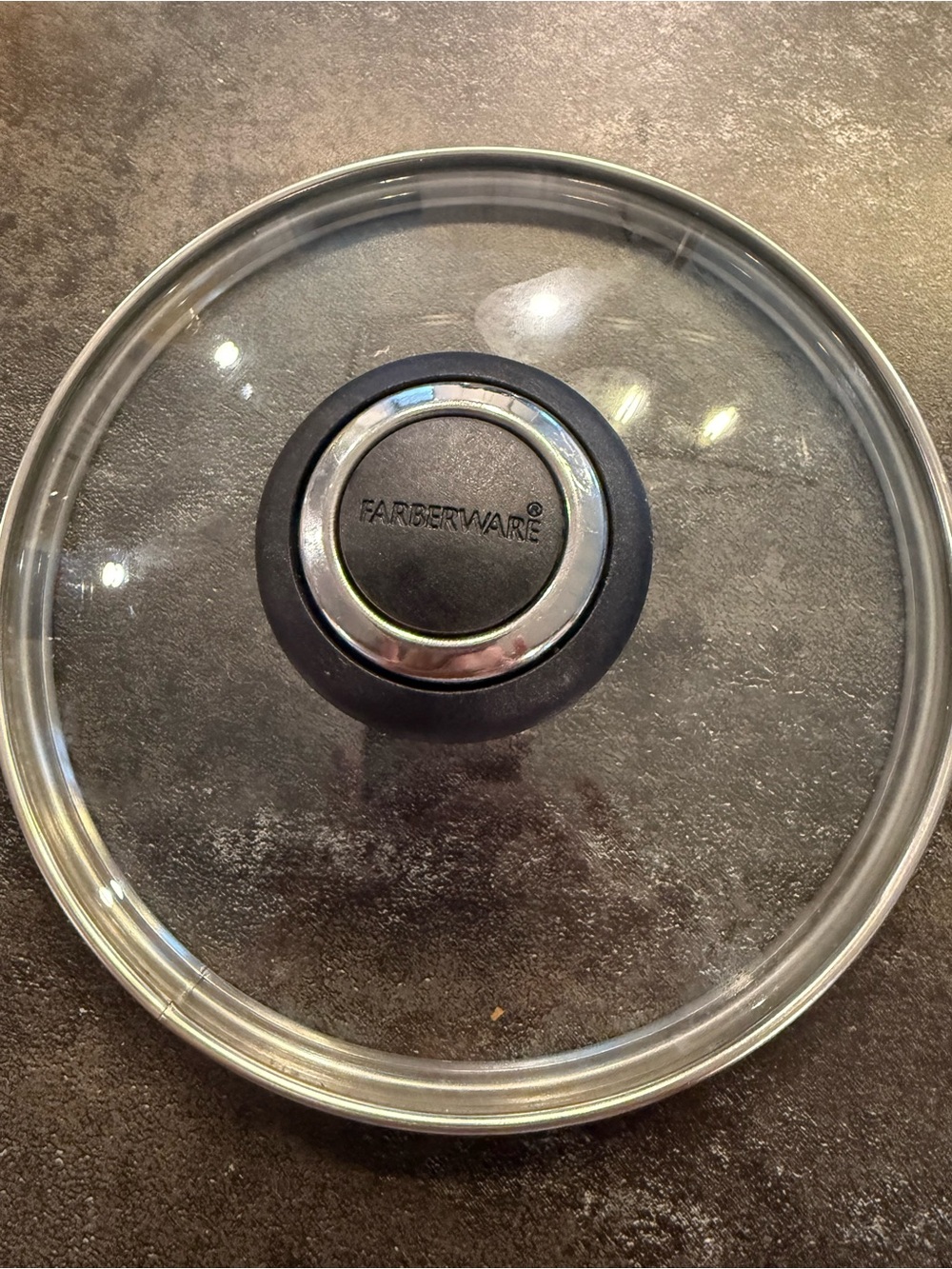 Farberware Clear Glass Cookware Lid with Black Knob and Silver Trim